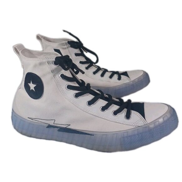 Men 14 Converse Chuck Taylor White Hi High Top Clear Translucent Blue Ice Soles - Picture 4 of 11